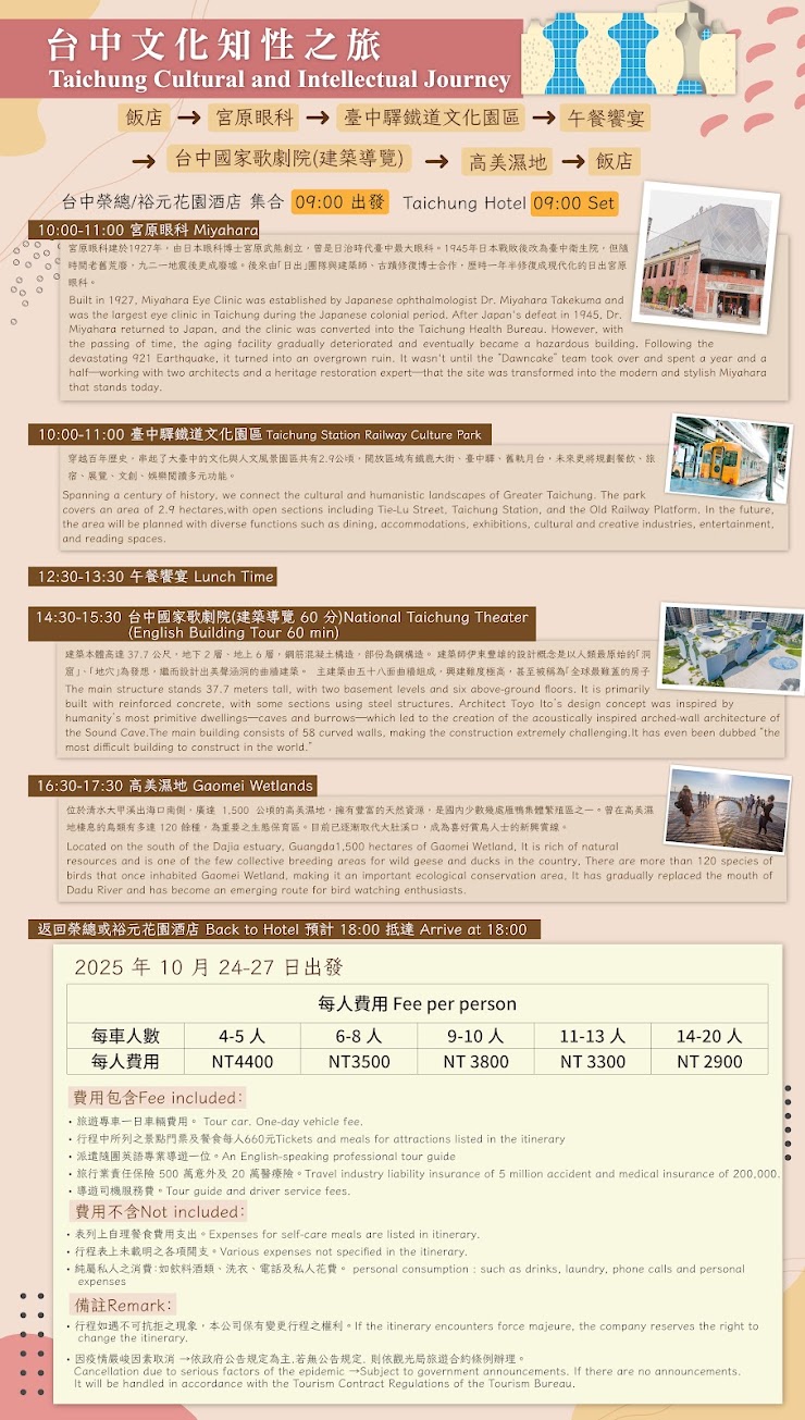 台中文化知性之旅完整行程資訊